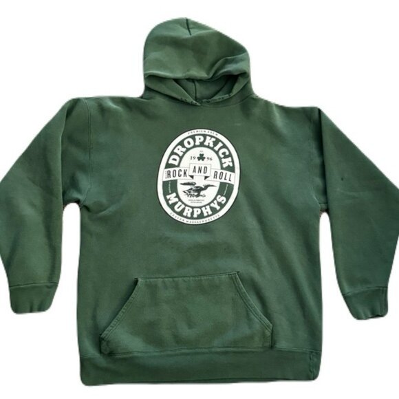 Vintage 1996 Dropkick Murphys Hoodie Green Large Made in USA - Picture 1 of 12
